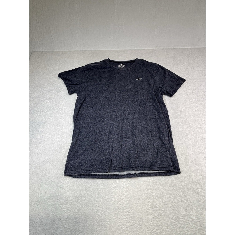 Hollister Mens Large Charcoal Gray Must-Have Collection Logo Crewneck T-Shirt